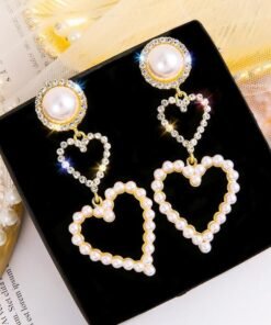 Pearl Rhinestone Drop Earrings