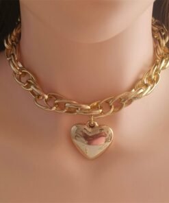 Personalized And Exaggerated Big Love Ccb Pendant Necklace Hollow Chain