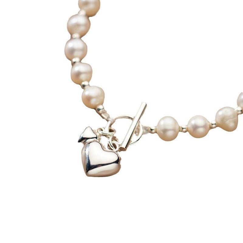Silver Love Pearl Light Bead Bracelet Heart-shaped - الصورة 3