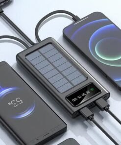 Solar Power Bank 20000CmAh, Fast Charging Built in Cable