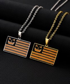 Stainless Steel Oil Dripping Halloween Pumpkin Pendant Necklace