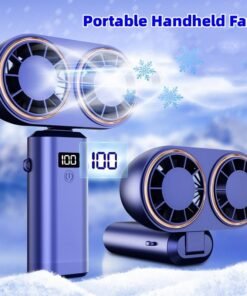 USB Handheld Mini Fan Foldable Portable Neck Hanging Fans 5 Speed USB Rechargeable Fan With Display Screen
