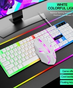 Wired Rainbow Backlit USB Interface Game Keyboard Ergonomic Game